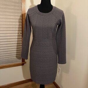 prAna Gray Textured Knit Long Sleeve Dress